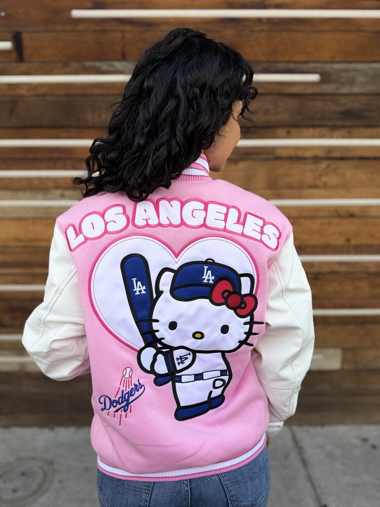 JH Design LA x Hello Kitty Pink Reversible Varsity Button Up Jacket