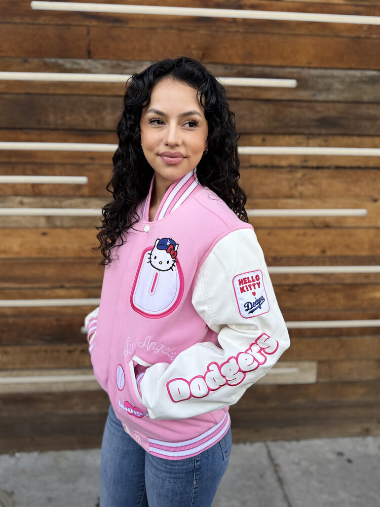 JH Design LA x Hello Kitty Pink Reversible Varsity Button Up Jacket