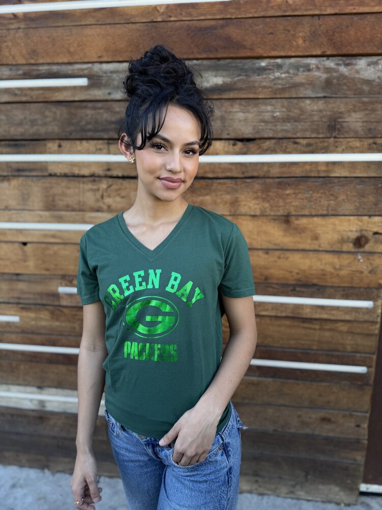 Majestic Green Bay Packers W Tonal Shine V-Neck