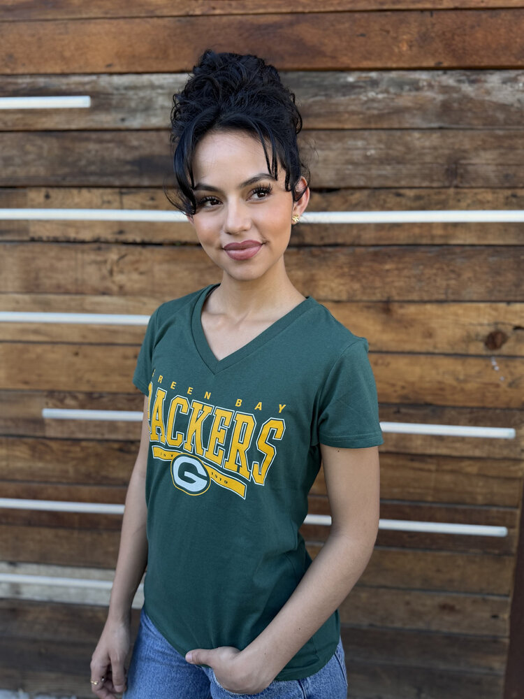 G-III Packers Women's G-III Cheer Dance Green V-Neck Tee