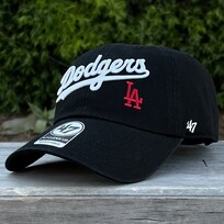 47 Brand LA Dodgers 47 Clean Up Black White Wordmark Red LA
