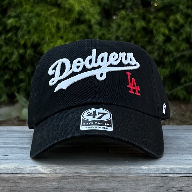 47 Brand LA Dodgers 47 Clean Up Black White Wordmark Red LA