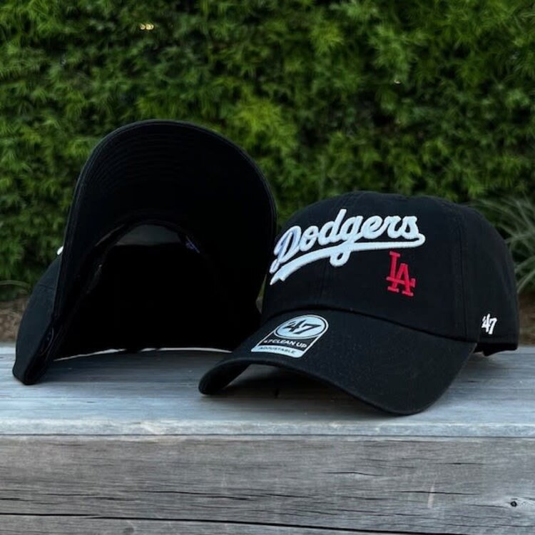 47 Brand LA Dodgers 47 Clean Up Black White Wordmark Red LA