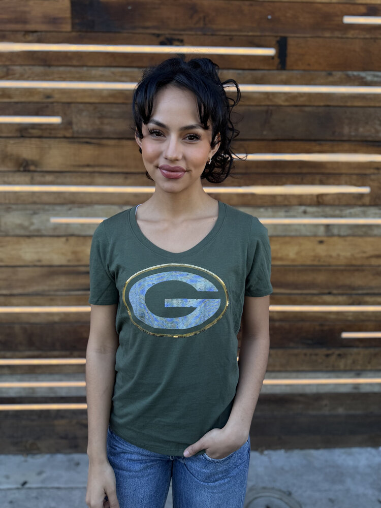 47 Brand Packers W Lux Sequins Runback Scoop Green