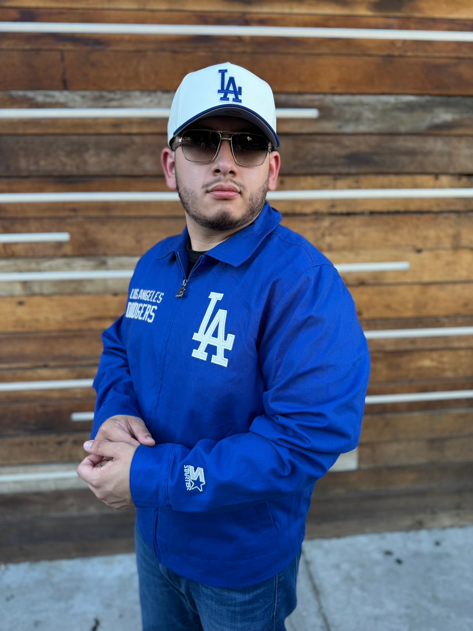 LA Dodgers Men's Starter Franchise Royal Canvas Full-Zip Jacket