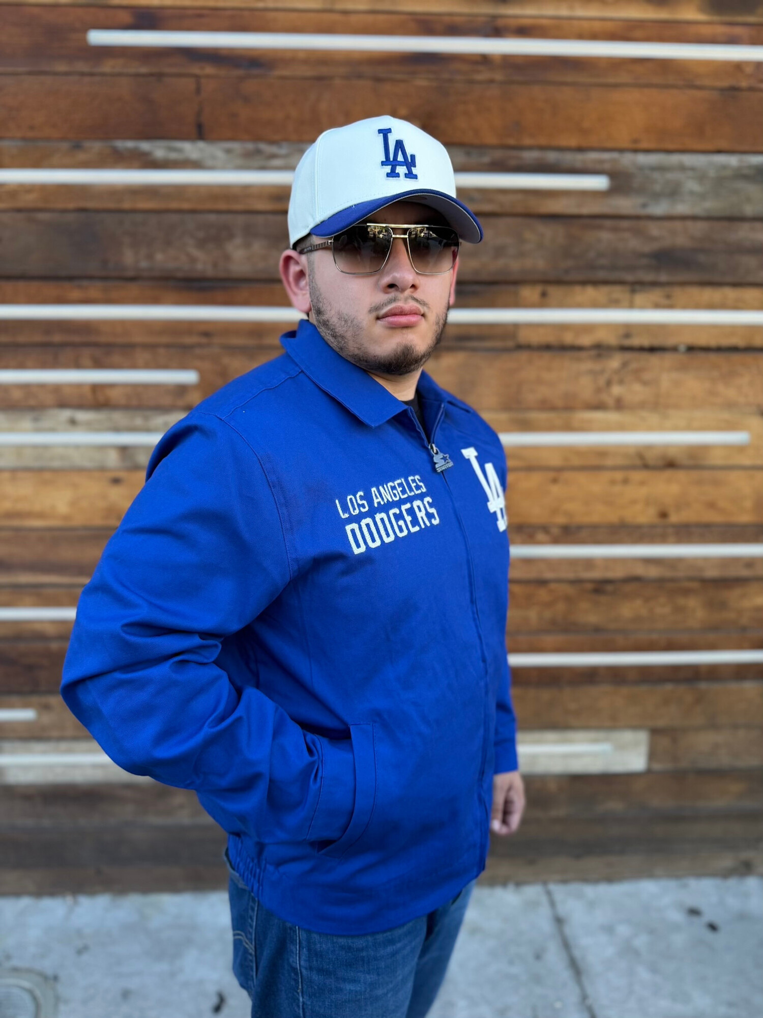 Dodgers スタジャン Starter LA Dodgers Men's Starter Franchise Royal Canvas Full-Zip Jacket