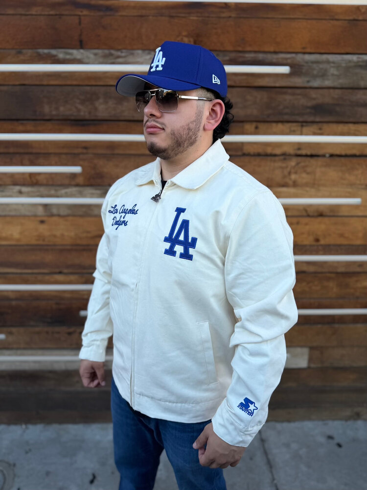 Starter LA Dodgers Men's Starter Franchise Off White Canvas Full-Zip Jacket