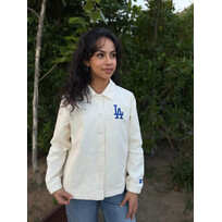 Starter LA Dodgers Women's Starter First Down Off White Canvas Button Up Jacket
