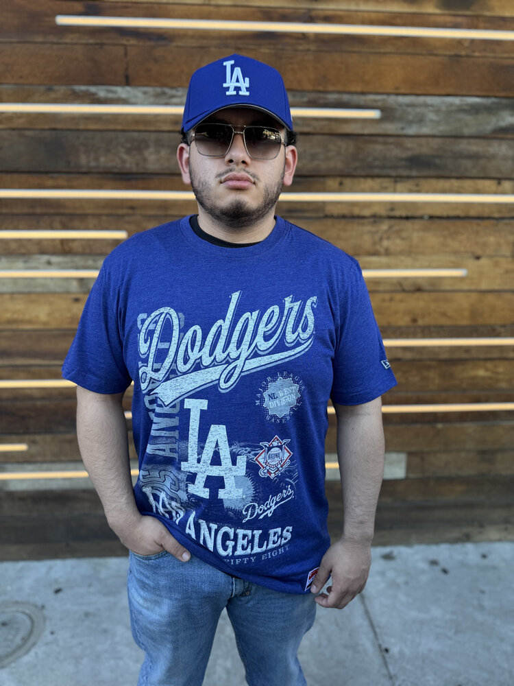 New Era LA Dodgers NE Men's Royal Distressed Bi-blend NL West Est Tee