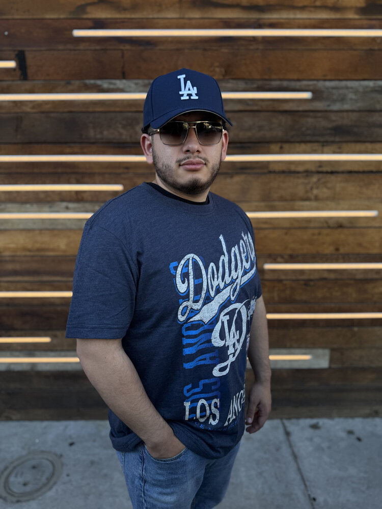 New Era LA Dodgers NE Men's City Connect Navy Distressed Bi-blend NL West Est Tee