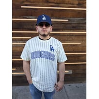 New Era LA Dodgers NE Men's Cream Pinstripe Throwback Tee