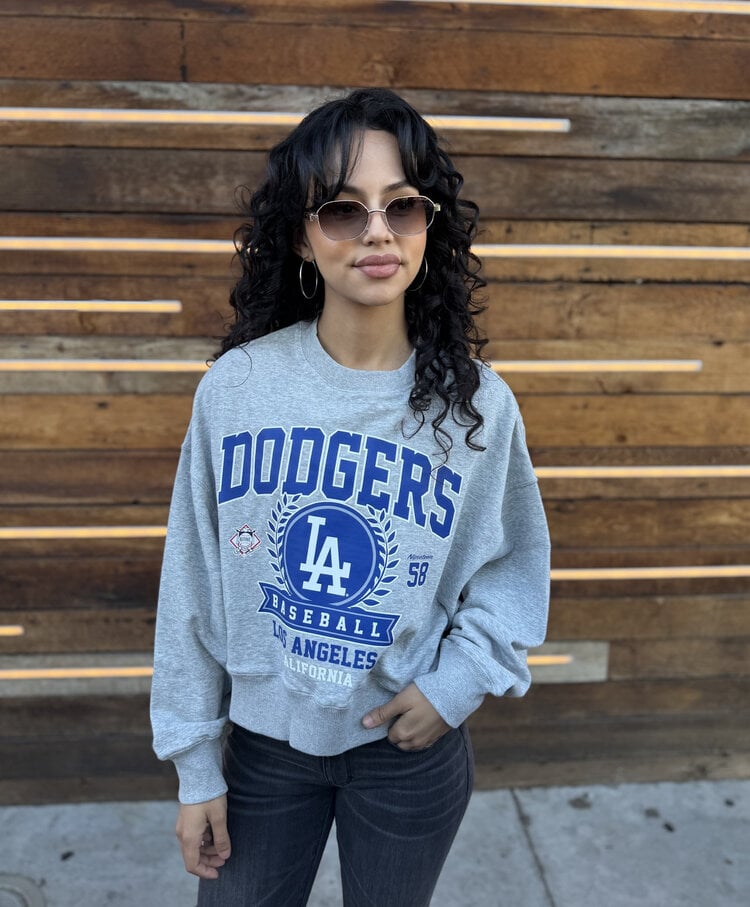 New Era LA Dodgers NE Women's Collegiate Gray Oversized Crew Sweater