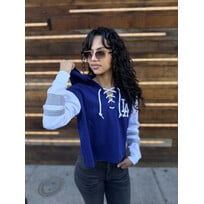New Era LA Dodgers NE Women's Royal/White Laces Pullover Hoodie