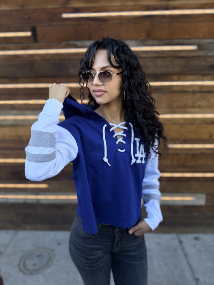 New Era LA Dodgers NE Women's Royal/White Laces Pullover Hoodie