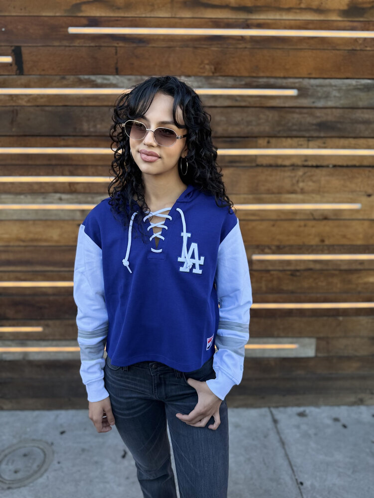 New Era LA Dodgers NE Women's Royal/White Laces Pullover Hoodie