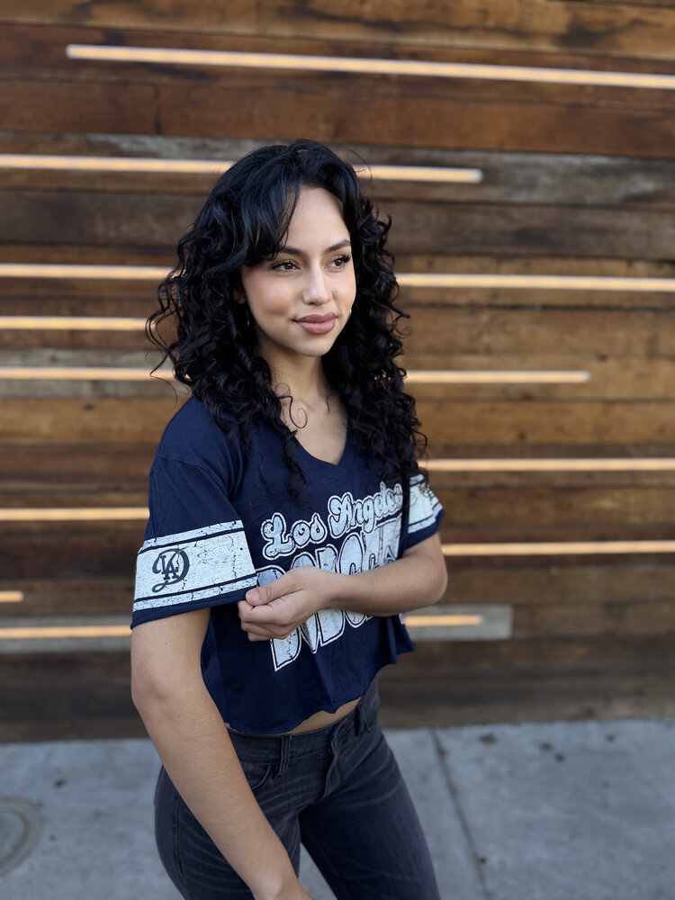 New Era LA Dodgers NE Women's Navy Throwback Boxy Crop