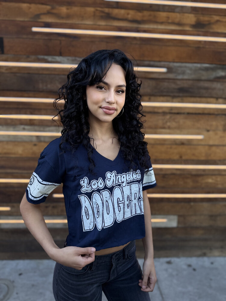 New Era LA Dodgers NE Women's Navy Throwback Boxy Crop