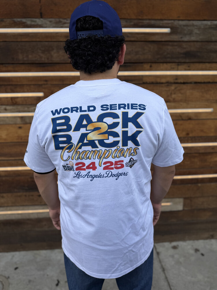 New Era LA Dodgers NE Men's Back to Back Team Champs White Tee