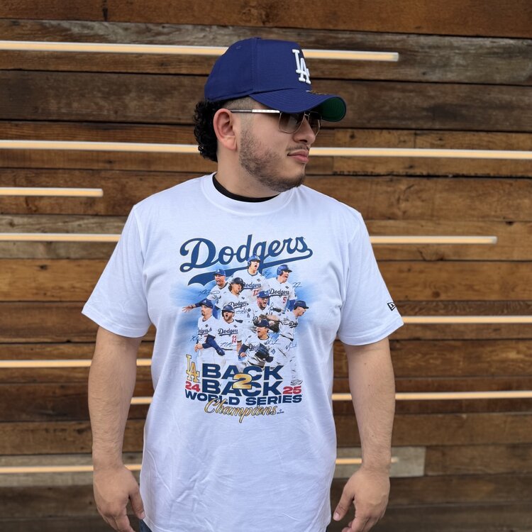 New Era LA Dodgers NE Men's Back to Back Team Champs White Tee
