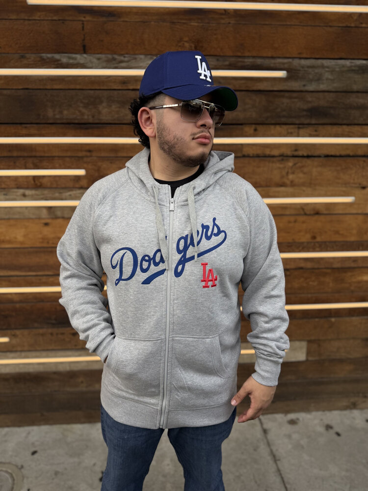 Antigua LA Dodgers Full-Zip Heather Gray w/Red LA
