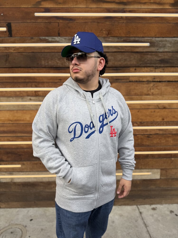 Antigua LA Dodgers Full-Zip Heather Gray w/Red LA