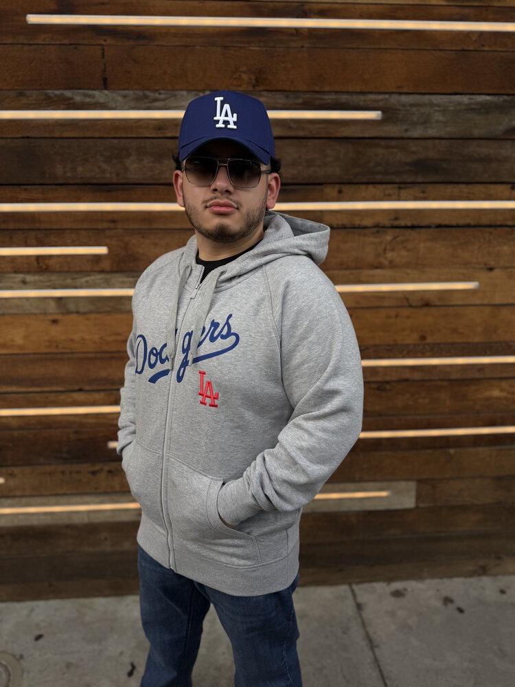 Antigua LA Dodgers Full-Zip Heather Gray w/Red LA