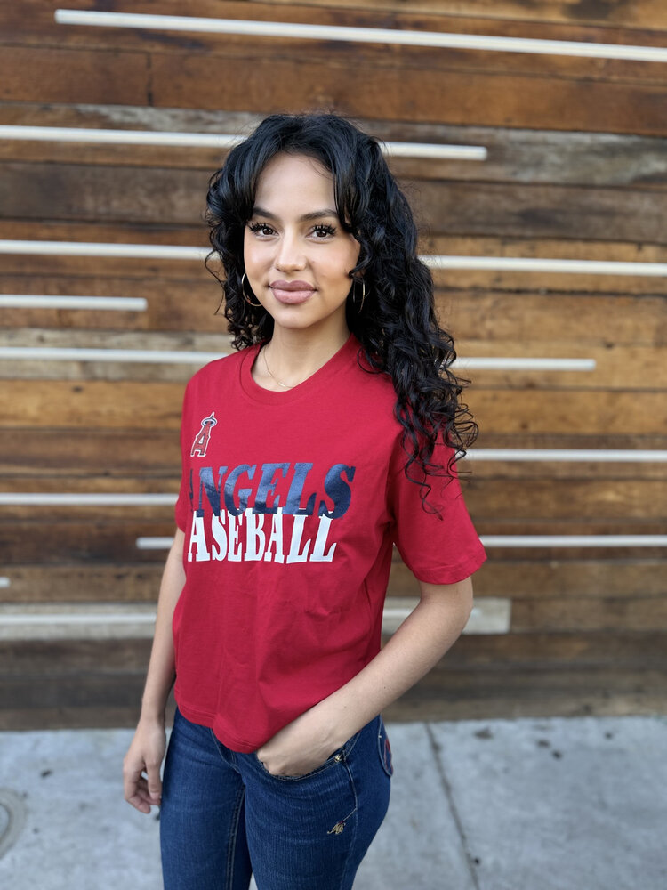 New Era Angels NE Women's Red Subtle Glitter Crop Top