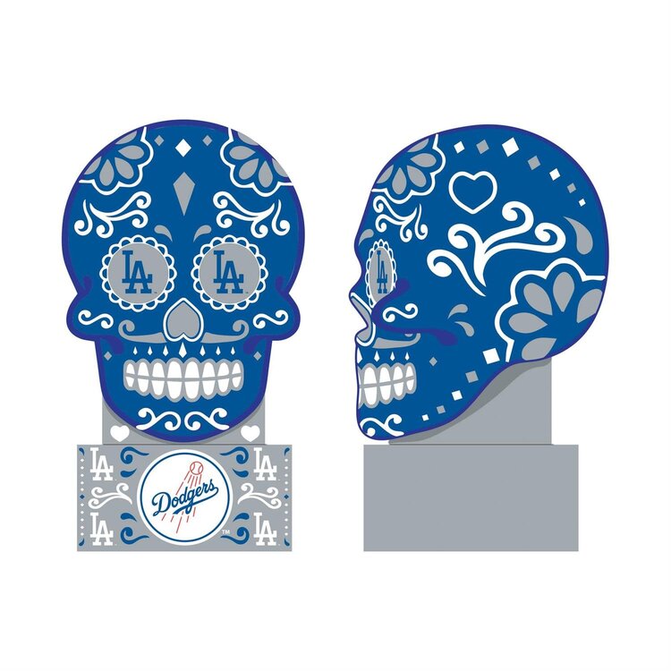 Evergreen LA Dodgers Sugar Skull Statue Blue