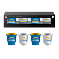 Evergreen 4-Piece Ceramic and Glass 2oz. Shot Glass Boxed Set - LA Chargers