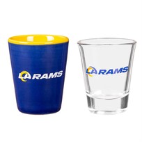 Evergreen 4-Piece Ceramic and Glass 2oz. Shot Glass Boxed Set - LA Rams