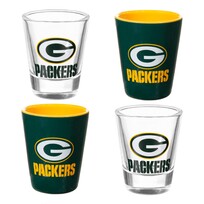 Evergreen 4-Piece Ceramic and Glass 2oz. Shot Glass Boxed Set - Green Bay Packers