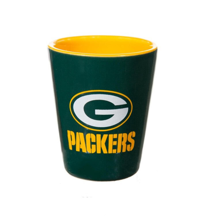 Evergreen 4-Piece Ceramic and Glass 2oz. Shot Glass Boxed Set - Green Bay Packers