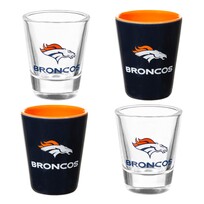 Evergreen 4-Piece Ceramic and Glass 2oz. Shot Glass Boxed Set - Denver Broncos