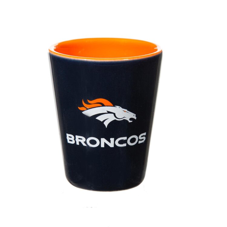 Evergreen 4-Piece Ceramic and Glass 2oz. Shot Glass Boxed Set - Denver Broncos
