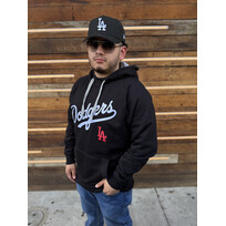Antigua LA Dodgers Pullover Hoodie Black w/Red LA