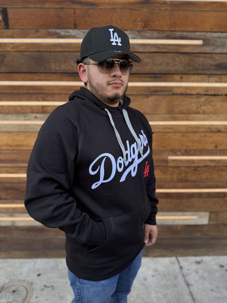 Antigua LA Dodgers Pullover Hoodie Black w/Red LA
