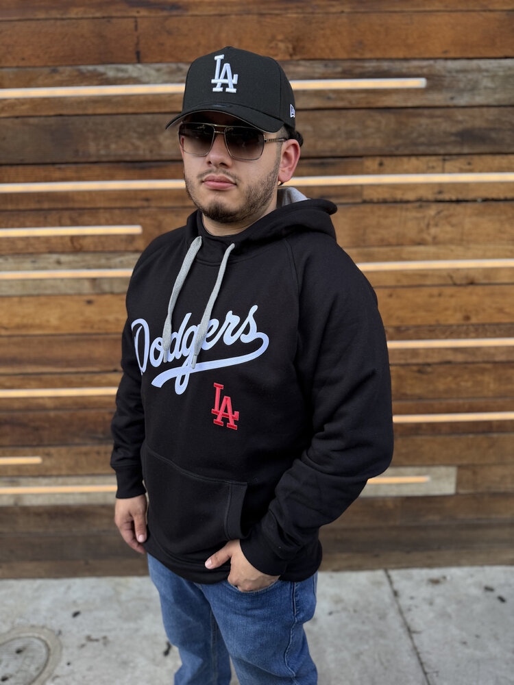 Antigua LA Dodgers Pullover Hoodie Black w/Red LA