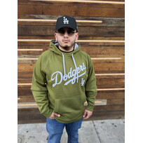 Antigua LA Dodgers Olive Pullover Hoodie Wordmark