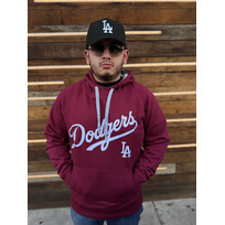 Antigua LA Dodgers Maroon Pullover Hoodie Wordmark