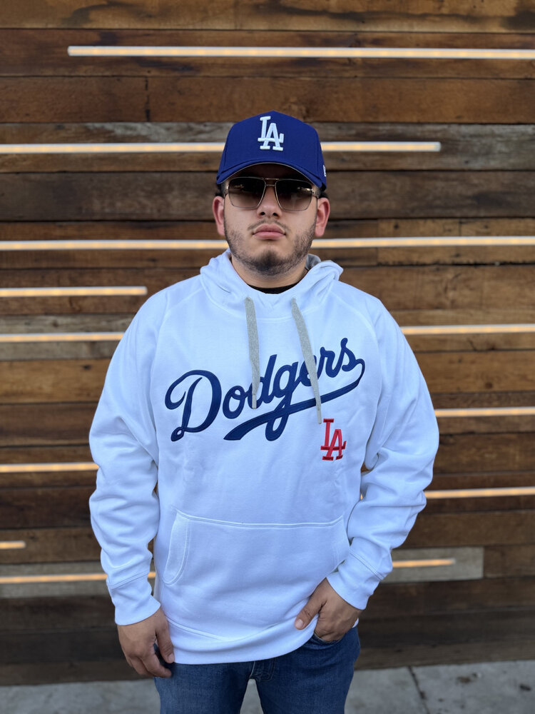 Antigua LA Dodgers Pullover Hoodie White w/Red LA