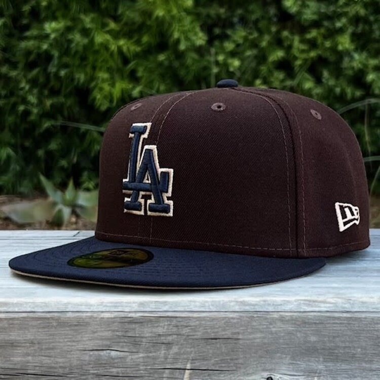 New Era LA Dodgers Dark Brown/Navy Outline 100 Years Khaki UV