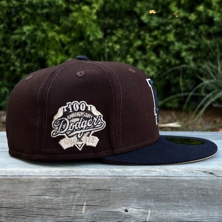 New Era LA Dodgers Dark Brown/Navy Outline 100 Years Khaki UV