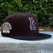 New Era LA Dodgers Dark Brown/Navy Outline 100 Years Khaki UV