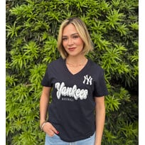 New Era NY Yankees NE Women's Navy Script V-Neck