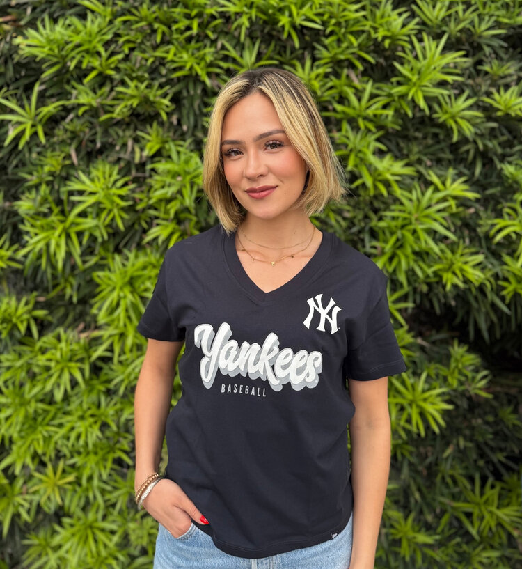 New Era NY Yankees NE Women's Navy Script V-Neck