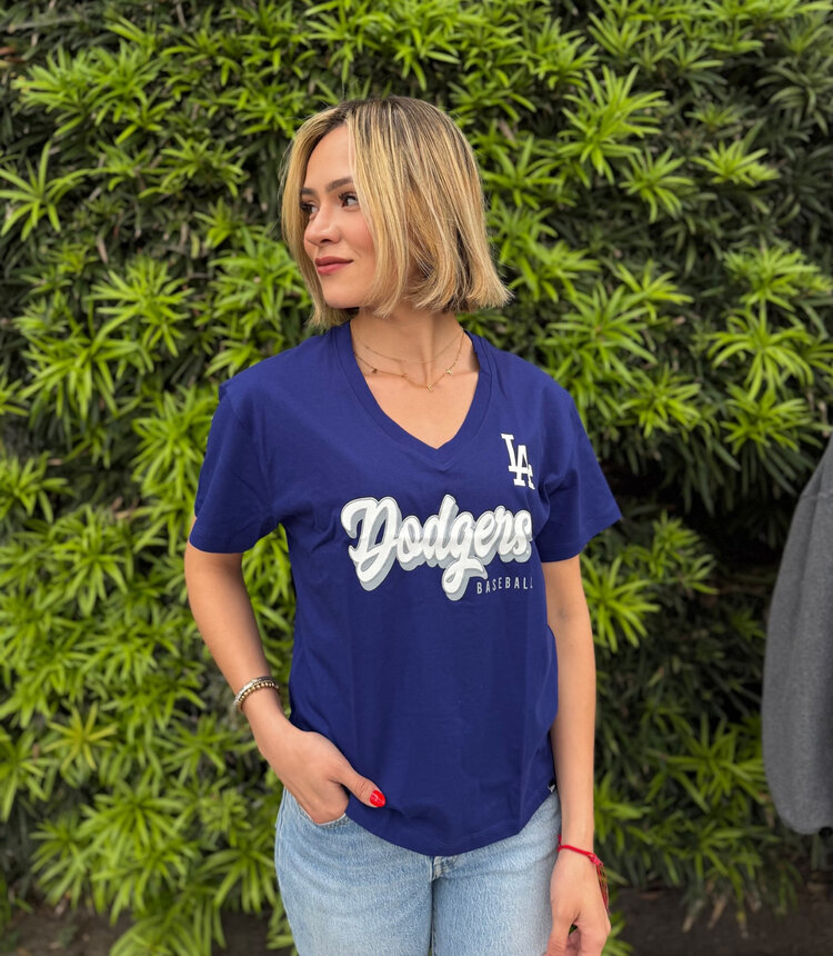 New Era LA Dodgers NE Women's Royal Script V-Neck