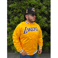 Mitchell and Ness LA Lakers M&N Lightweight Satin Jacket Yellow Gold