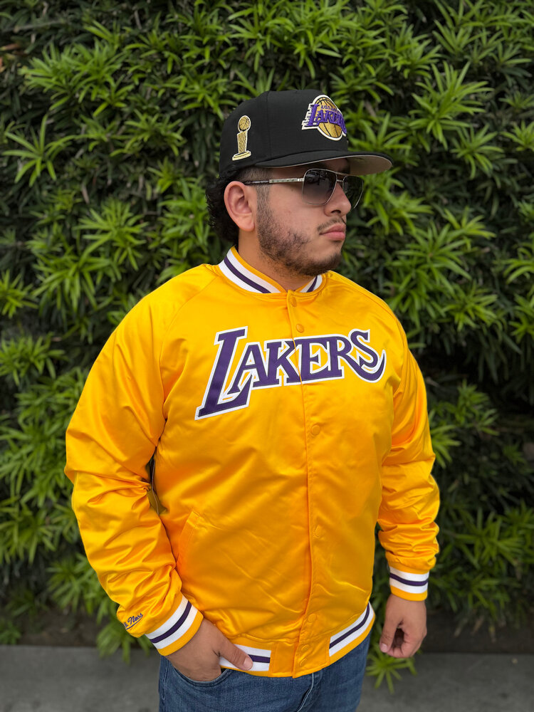 Mitchell and Ness LA Lakers M&N Lightweight Satin Jacket Yellow Gold