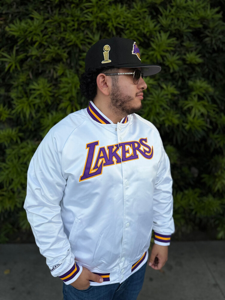 Mitchell and Ness LA Lakers M&N Lightweight Satin Jacket White