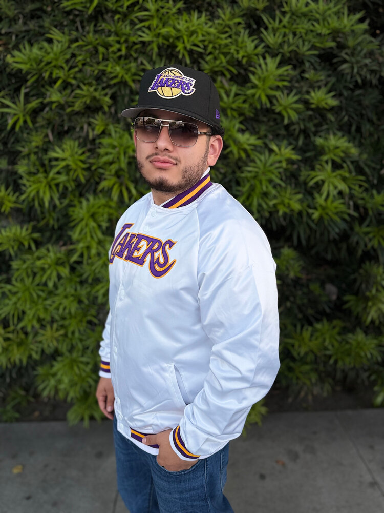 Mitchell and Ness LA Lakers M&N Lightweight Satin Jacket White